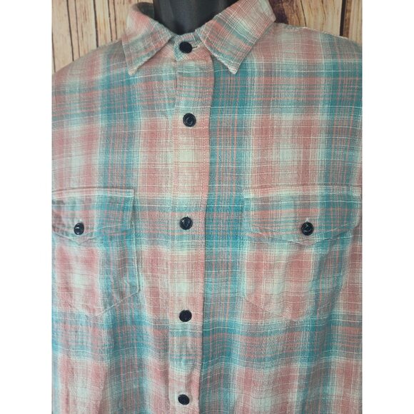 Orvis Mens Classic Fit Button-Up Plaid Shirt Medium  Pink & Blue - Picture 6 of 7